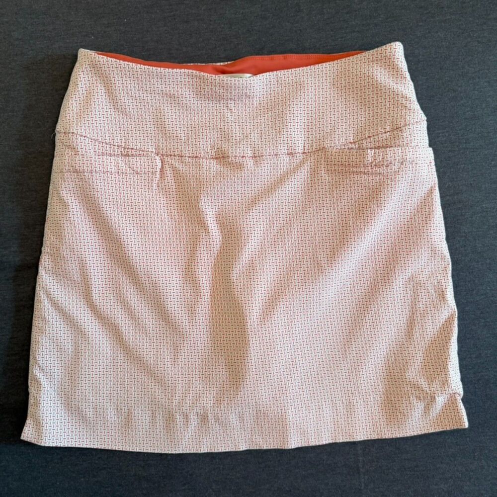 S.C. & Co. Coral White Print Golf Tennis Skort Stretch Pull-On Skirt Medium